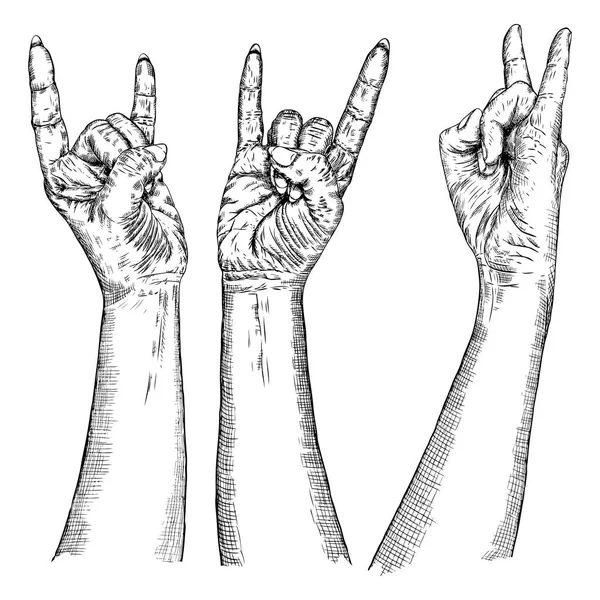 Mannelijke en vrouwelijke hand teken reeks — Stockvector