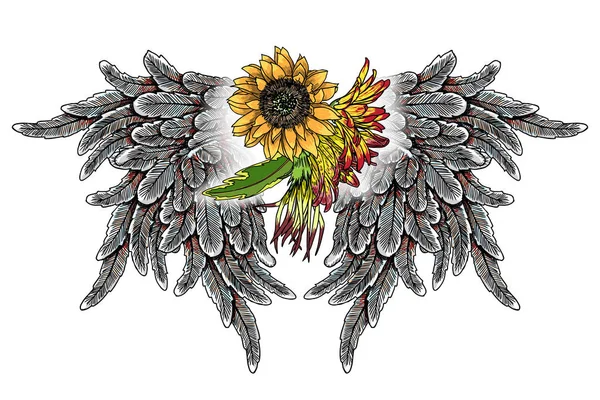 Kanatlı çizim çiçek