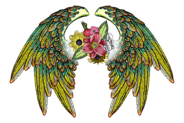 Kanatlı çizim çiçek