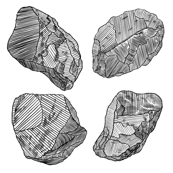 Crystals, gems rotsen en stenen set. — Stockvector