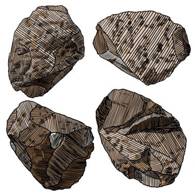 kayalar ve taşlar çizilmiş Eskizler el