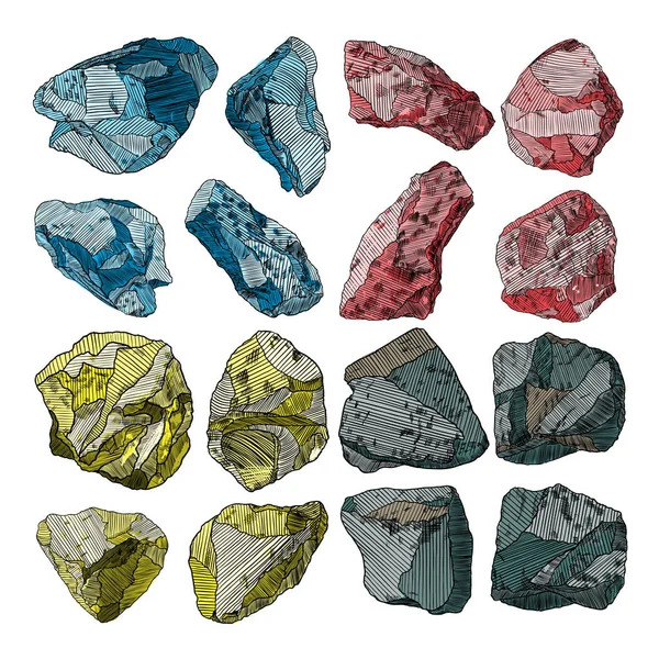 水晶，宝石岩石和石头. — 图库矢量图片