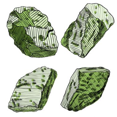 Gerçekçi elle çizilmiş Eskizler taşlar ve kayalar büyük set.