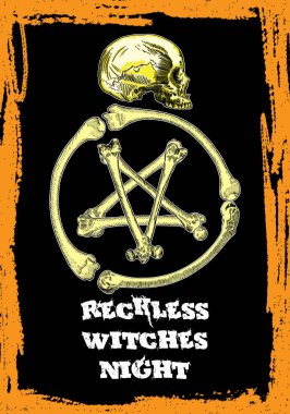 Stil Cadılar Bayramı afiş tasarımı el çekilmiş 