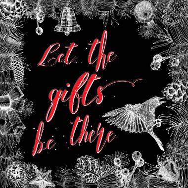 Orada olmak, xmas tasarım benzersiz yazı çerçeve hediyeler izin. 