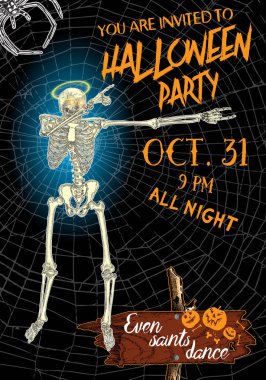 Cadılar Bayramı dikey arka plan Dab dans iskeletler ile. 