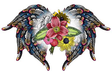 Beyaz arka plan üzerinde izole dövme öğeleri. 