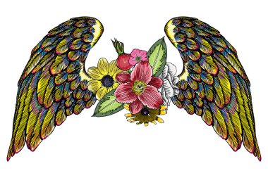 Beyaz arka plan üzerinde izole dövme öğeleri. 