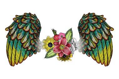 Beyaz arka plan üzerinde izole dövme öğeleri. 