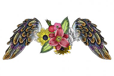 Beyaz arka plan üzerinde izole dövme öğeleri. 