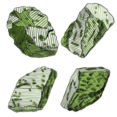 Gerçekçi elle çizilmiş Eskizler taşlar ve kayalar büyük set. 