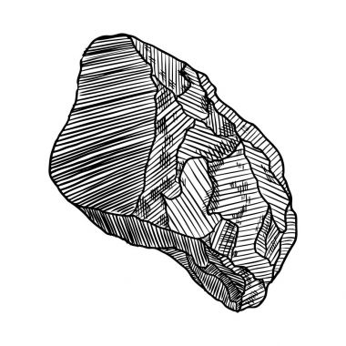 Gerçekçi elle çizilmiş kroki taş ve kaya. 