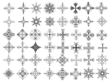 Öğe kümesi yuvarlak simgeler spirographs Tasarla. 