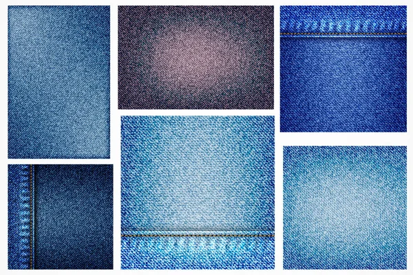 Conjunto de ilustraciones vaqueros, fondo de mezclilla azul — Archivo Imágenes Vectoriales
