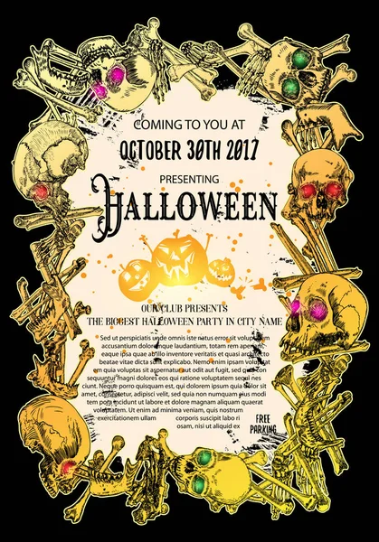 Tarjeta de invitación y saludo de Halloween, volante, pancarta o cartel — Vector de stock