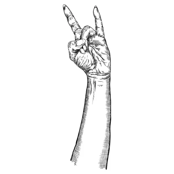 Signo de mano de rock and roll . — Vector de stock