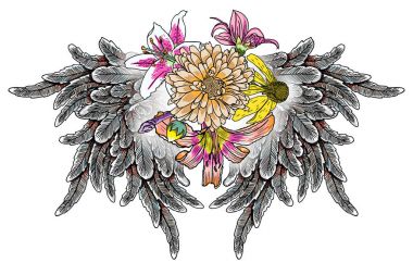 Beyaz arka plan üzerinde izole siyahişi dövme öğeleri.