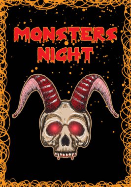 Cadılar Bayramı tatil kartı vampir canavar konsepti ile vektör. 