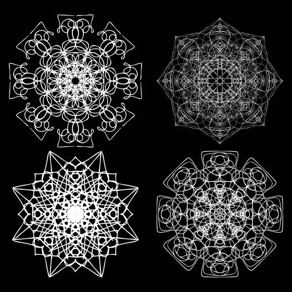 Siyah ve beyaz çiçek mandalalar kümesi.