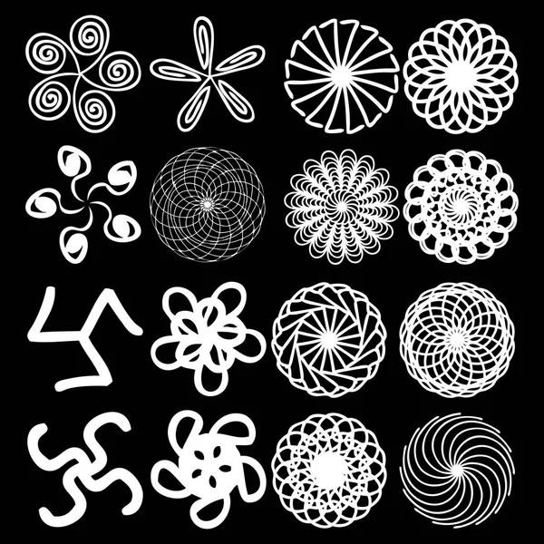 Ronde symbolen spirographs vormgeving element set. — Stockvector