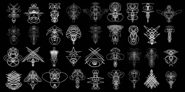Vudu szellemek szimmetrikus szimbólumok készlet. — Stock Vector