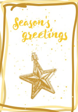 Yeni yıl elle çizilmiş oyuncaklar ve tatil tebrik kartı