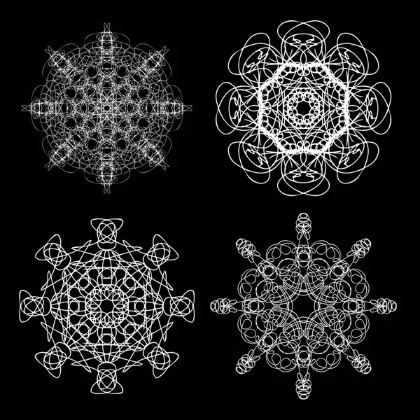 Μονόχρωμη αφηρημένη μάνταλα ιερή γεωμετρία, σπόρος λουλούδι της ζωής — Διανυσματικό Αρχείο