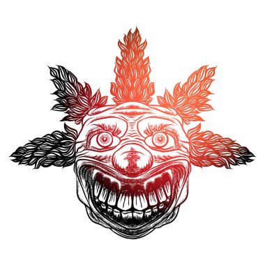 Cadılar Bayramı şeytan korkutucu palyaço açık kafa. 