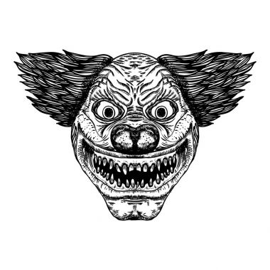 Koca burunlu ve keskin dişleri ile kötü korkutucu palyaço canavar. 