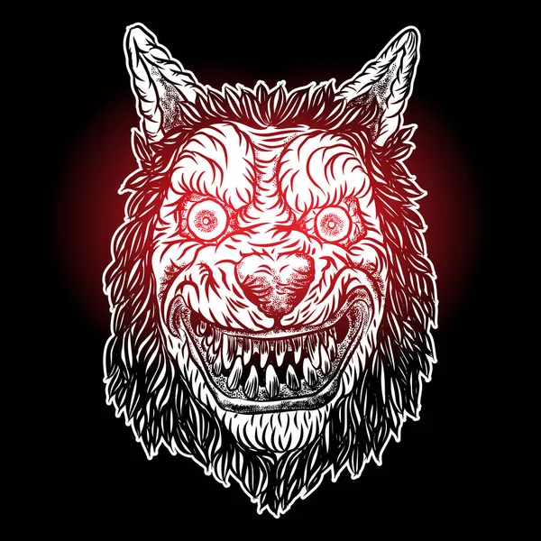 Wolf blackwork tatouage concept flash isolé sur blanc . — Image vectorielle