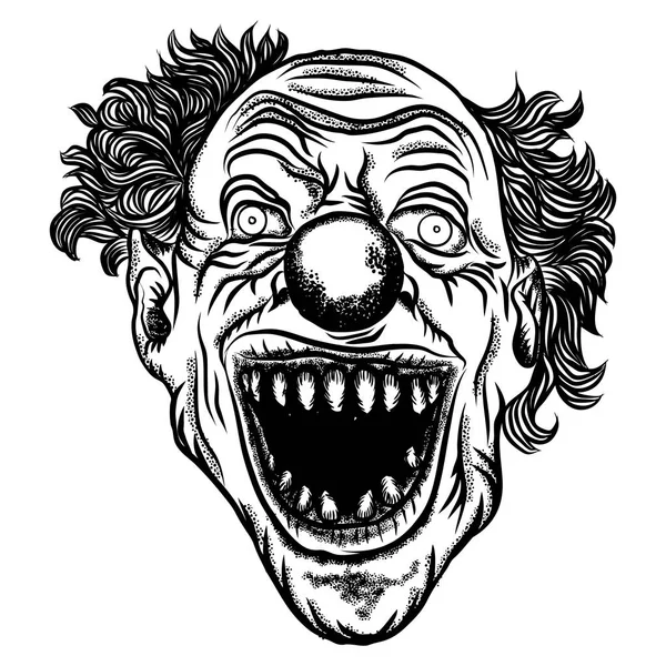 Spaventoso clown testa concetto di circo film horror personaggio . — Vettoriale Stock