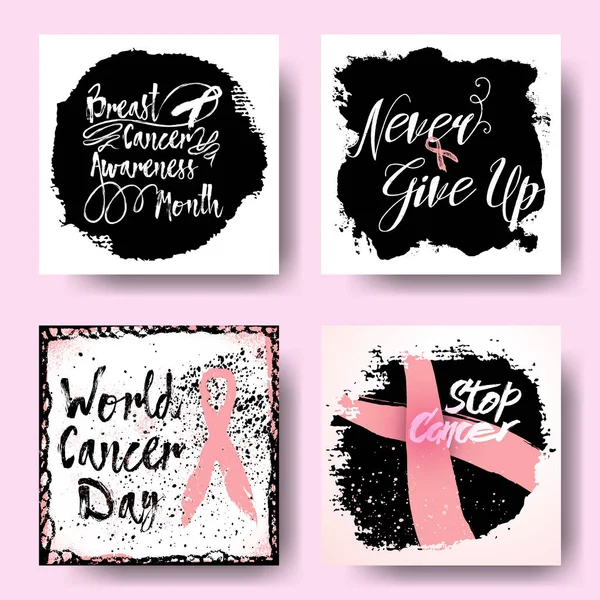 Conjunto de outubro mês de conscientização sobre câncer de mama —  Vetores de Stock