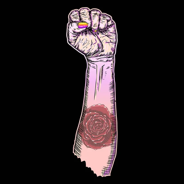 Жіночий кулак підняв знак свободи — стоковий вектор