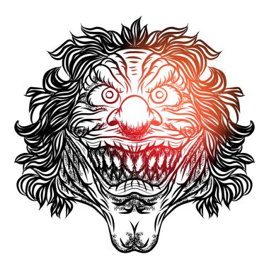 Korkunç çizgi film palyaço illüstrasyon.