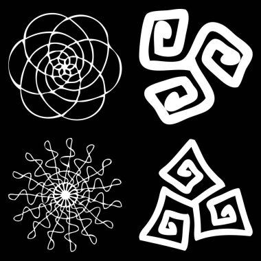 Tek renkli soyut mandala kutsal geometri seti