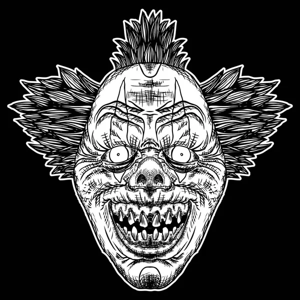 Koca burunlu ve keskin dişleri ile kötü korkutucu palyaço canavar.