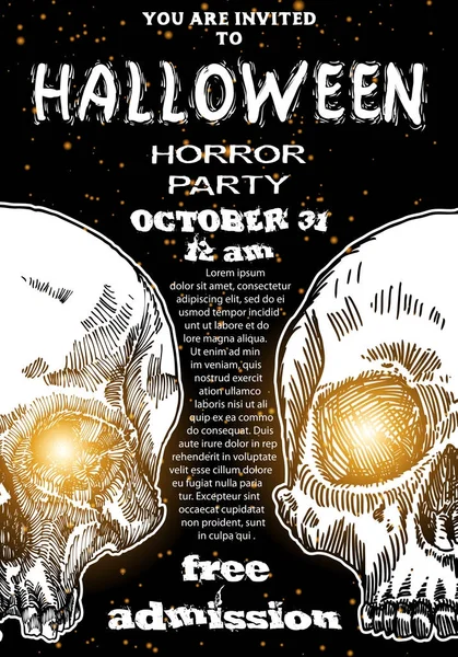 Bergaya hitam, jingga, putih Halloween undangan poster atau kartu - Stok Vektor