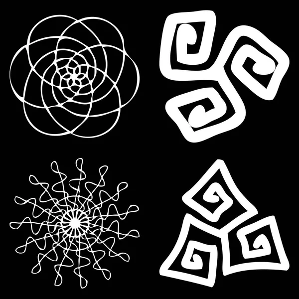 Tek renkli soyut mandala kutsal geometri seti