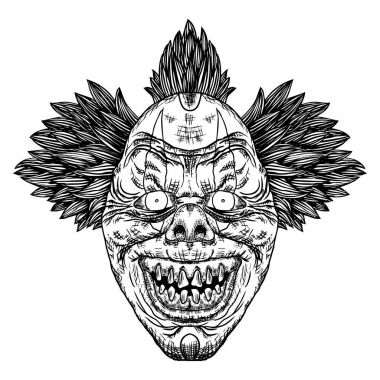 Scary cartoon clown illustration clipart
