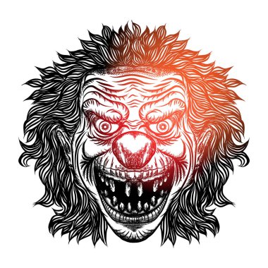 Scary cartoon clown illustration clipart