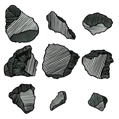 Taş gerçekçi çizimleri kümesi