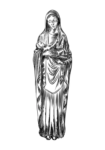 Virgen María estatua religiosa ilustración — Archivo Imágenes Vectoriales