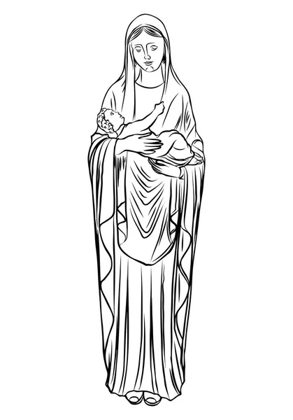 Virgen María estatua religiosa ilustración — Vector de stock