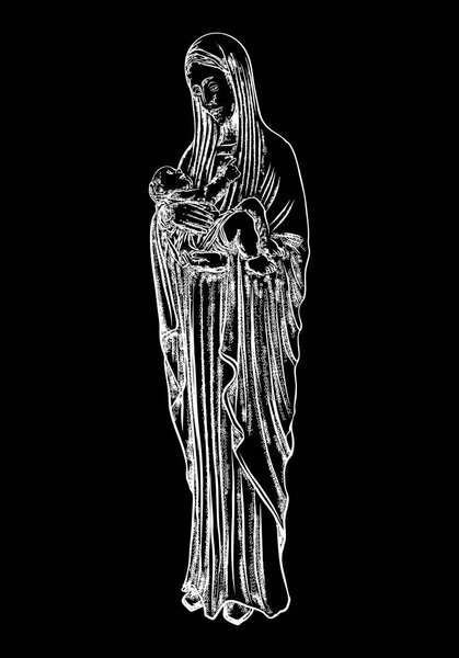 Virgin Mary religious statue illustration