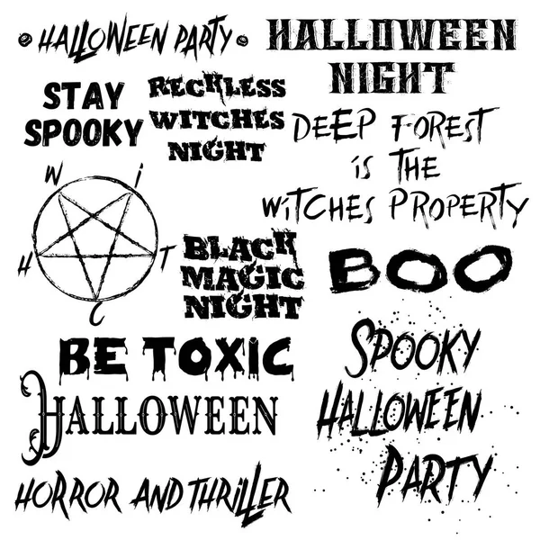 Nabídka sada Halloween typografie — Stockový vektor