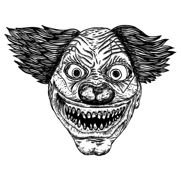 Scary cartoon clown illustration
