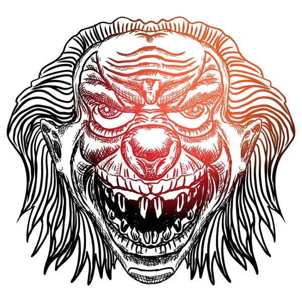 Illustrazione spaventoso clown cartone animato — Vettoriale Stock