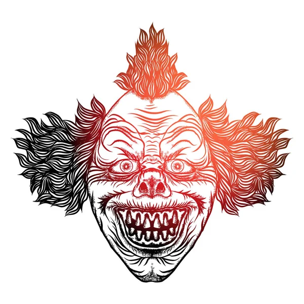 Illustrazione spaventoso clown cartone animato — Vettoriale Stock