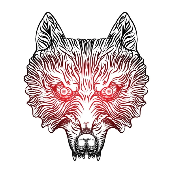 Hoofd van de boze wolf — Stockvector