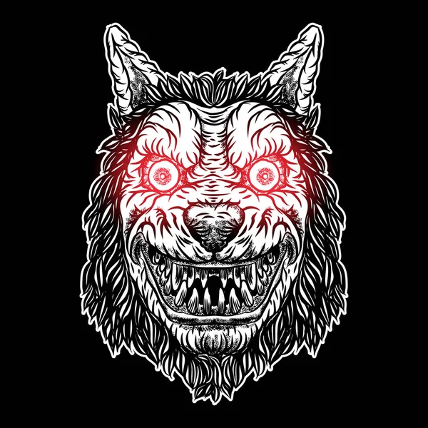 Tête de loup en colère — Image vectorielle
